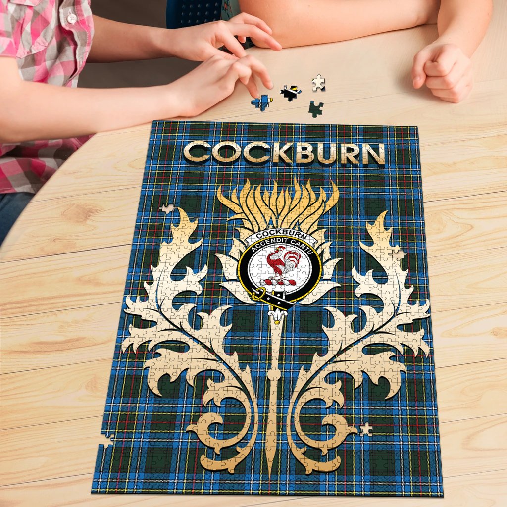 Cockburn Modern Tartan Crest Thistle Jigsaw Puzzles