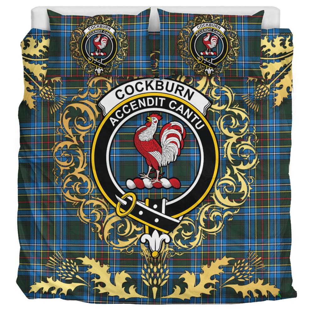 Cockburn Modern Tartan Crest Bedding Set - Golden Thistle Style