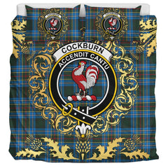 Cockburn Modern Tartan Crest Bedding Set - Golden Thistle Style