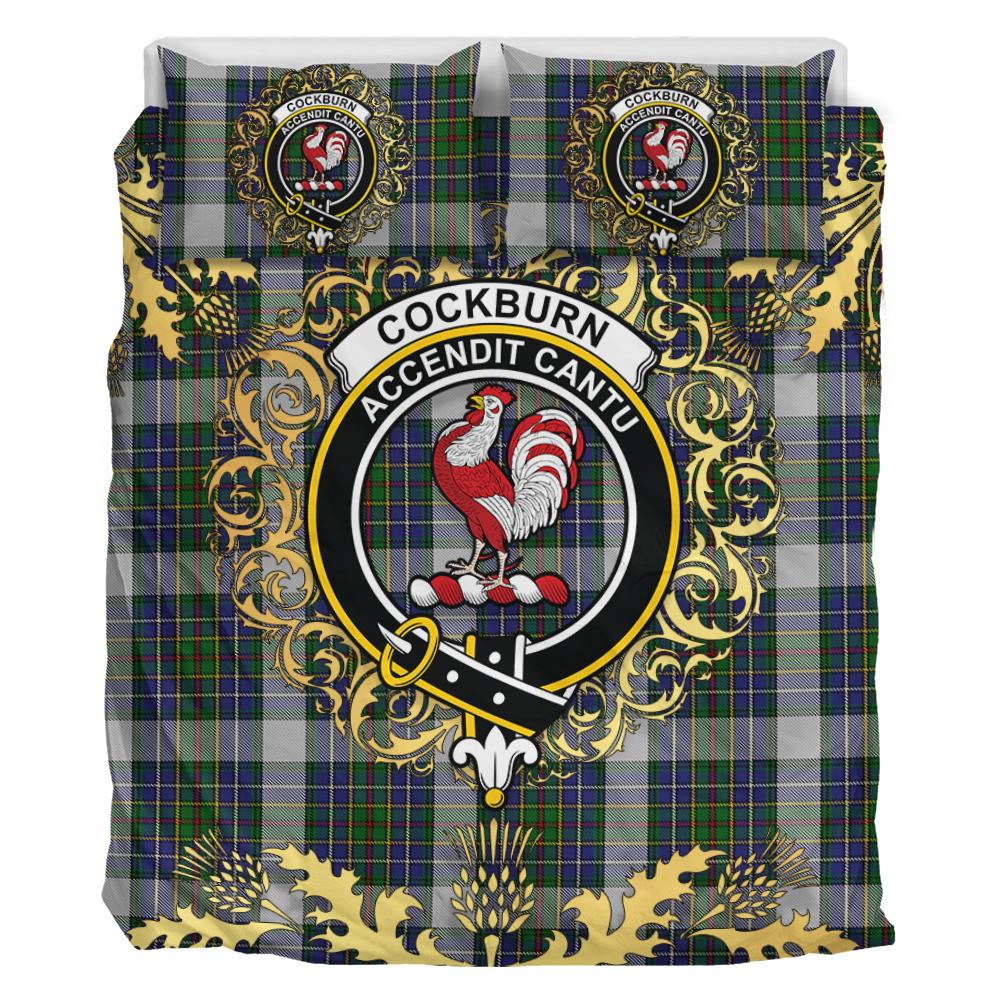 Cockburn of Ormiston Tartan Crest Bedding Set - Golden Thistle Style