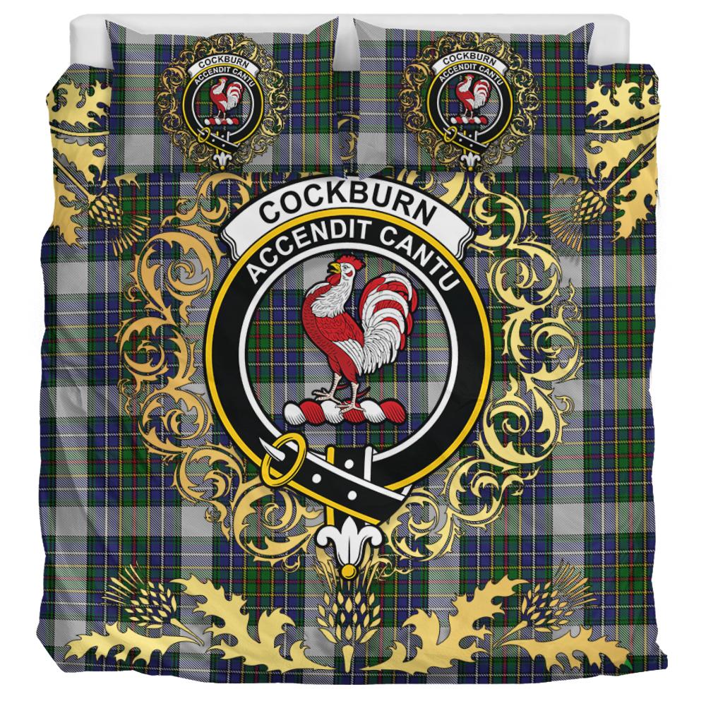 Cockburn of Ormiston Tartan Crest Bedding Set - Golden Thistle Style