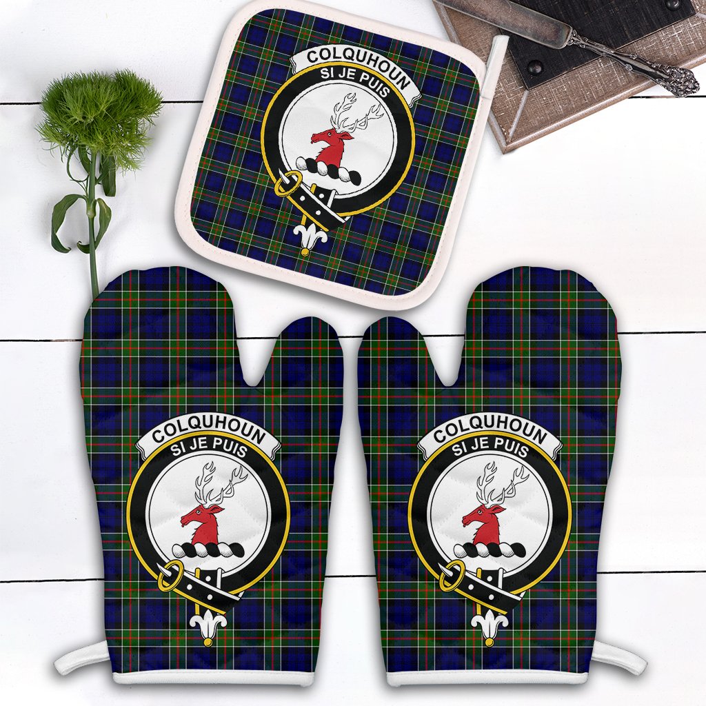 Colquhoun Modern Tartan Crest Oven Mitt And Pot Holder (2 Oven Mitts + 1 Pot Holder)