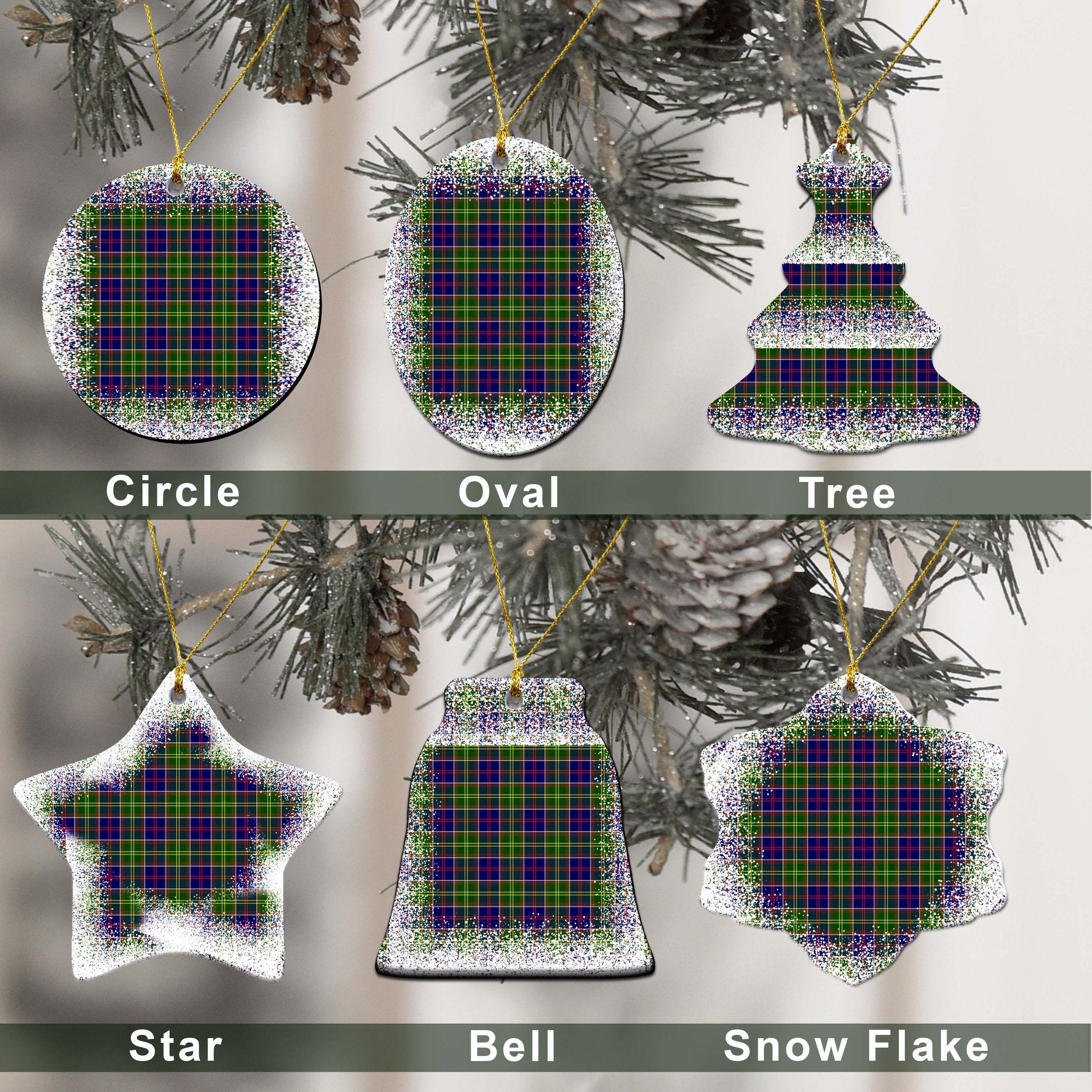 Colville Tartan Christmas Ceramic Ornament - Snow Style