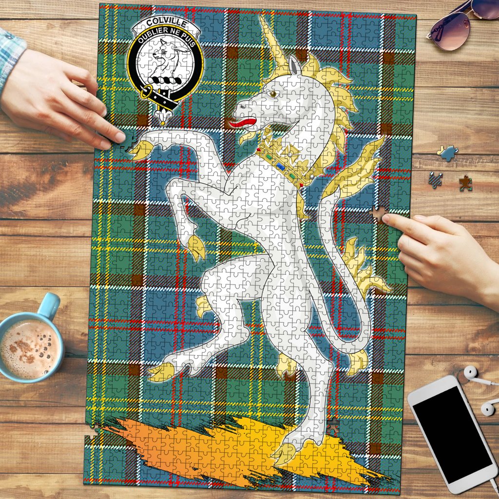 Colville Tartan Crest Unicorn Scotland Jigsaw Puzzles