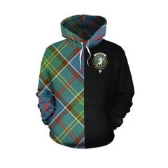 Colville Tartan Hoodie Half of Me - Cross Style