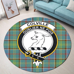 Colville Tartan Crest Round Rug