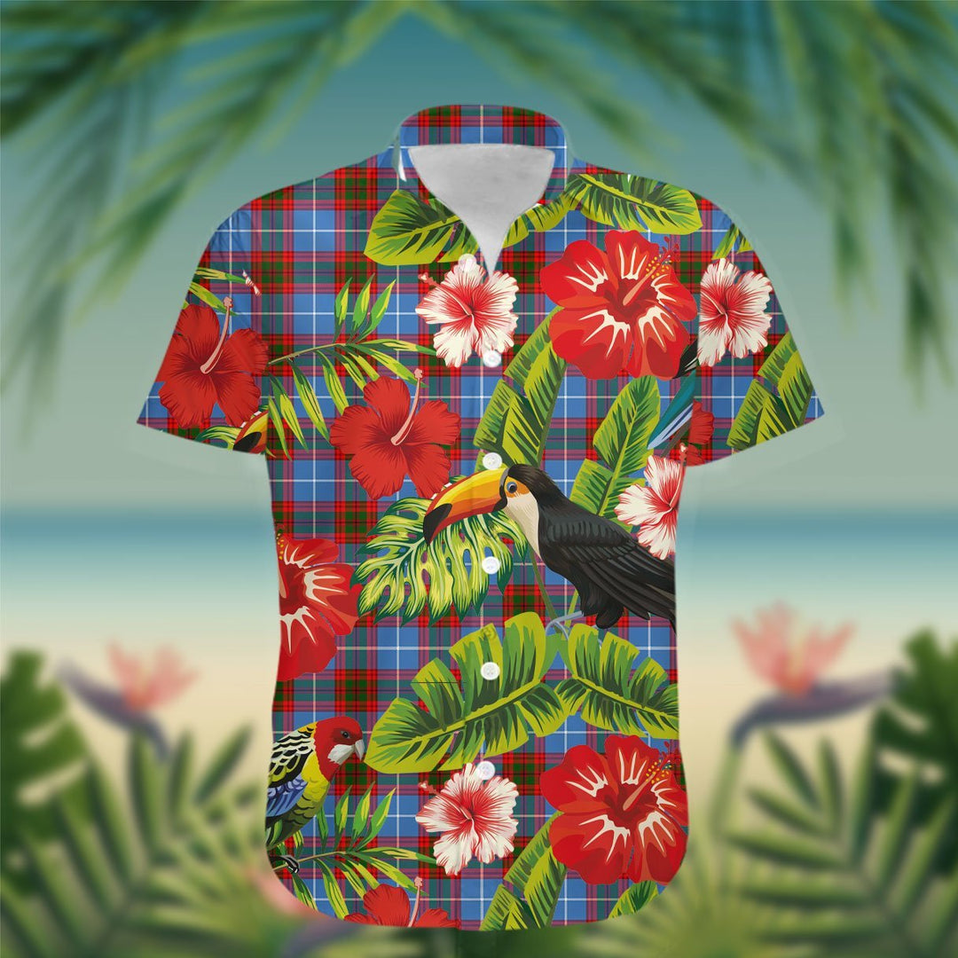 Congilton Tartan Hawaiian Shirt Hibiscus, Coconut, Parrot, Pineapple - Tropical Garden Shirt