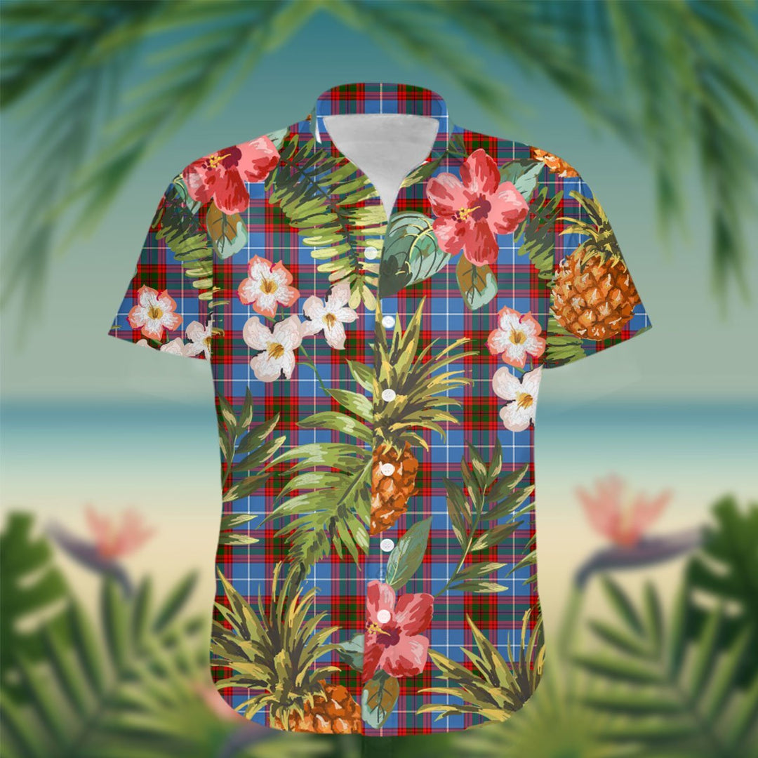 Congilton Tartan Hawaiian Shirt Hibiscus, Coconut, Parrot, Pineapple - Tropical Garden Shirt