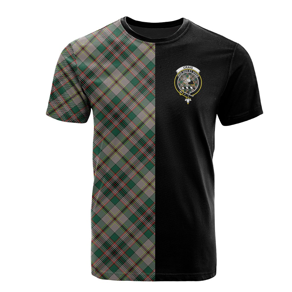 Craig Ancient Tartan T-Shirt Half of Me - Cross Style