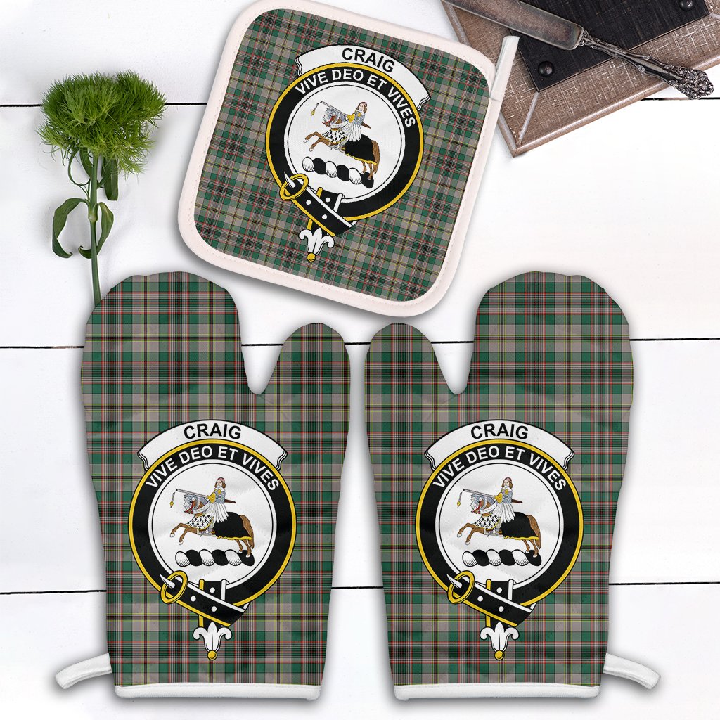 Craig Ancient Tartan Crest Oven Mitt And Pot Holder (2 Oven Mitts + 1 Pot Holder)