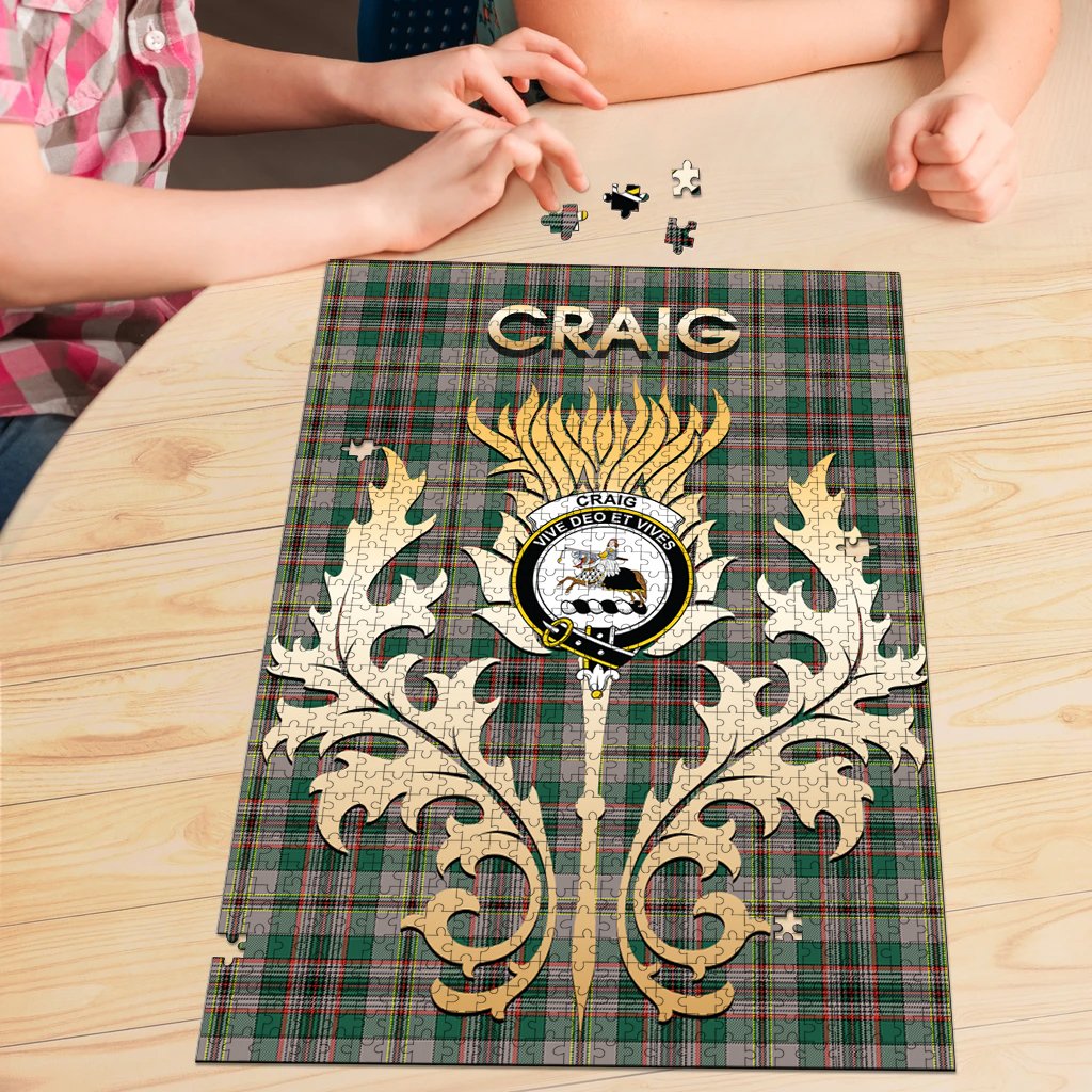 Craig Ancient Tartan Crest Thistle Jigsaw Puzzles