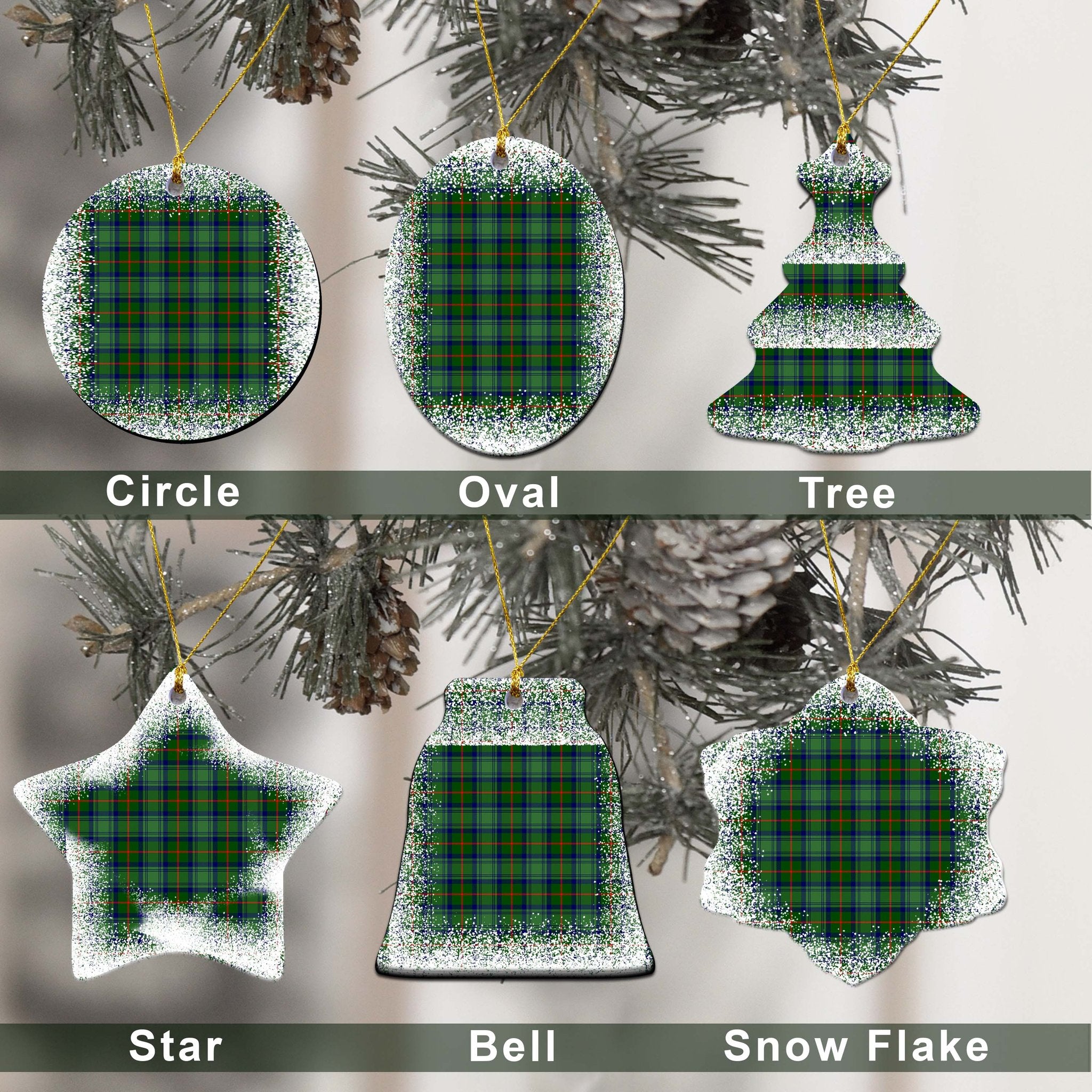 Cranstoun Tartan Christmas Ceramic Ornament - Snow Style