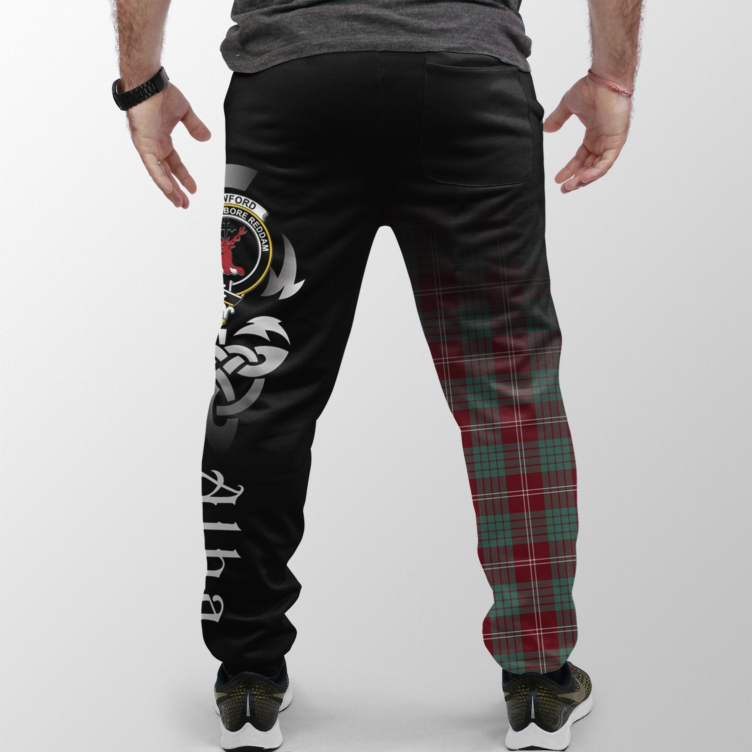 Crawford Modern Tartan Crest Jogger Sweatpants - Alba Celtic Style