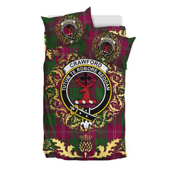 Crawford Tartan Crest Bedding Set - Golden Thistle Style