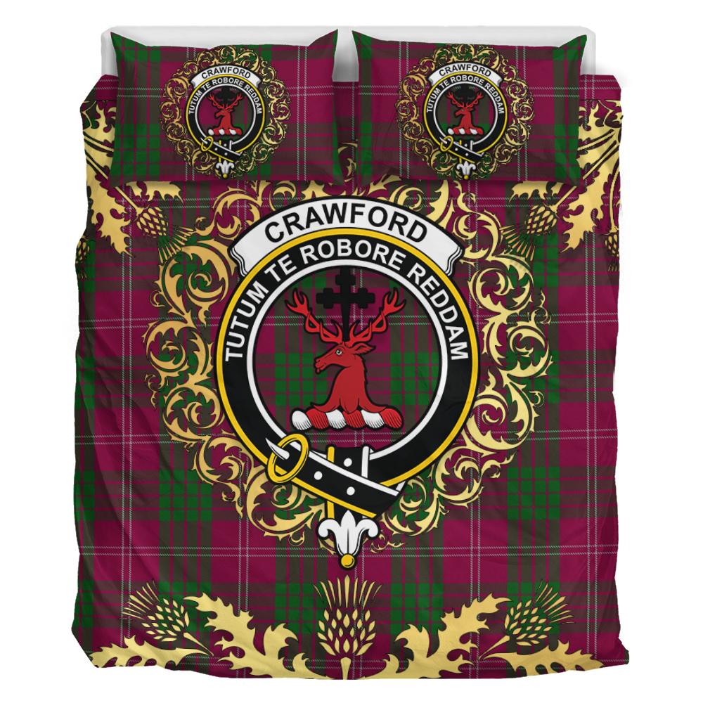 Crawford Tartan Crest Bedding Set - Golden Thistle Style