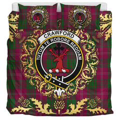 Crawford Tartan Crest Bedding Set - Golden Thistle Style