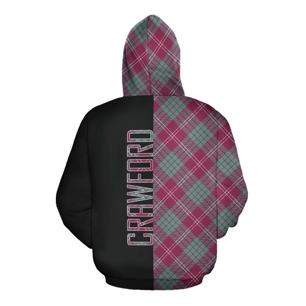 Crawford Ancient Tartan Hoodie Half of Me - Cross Style