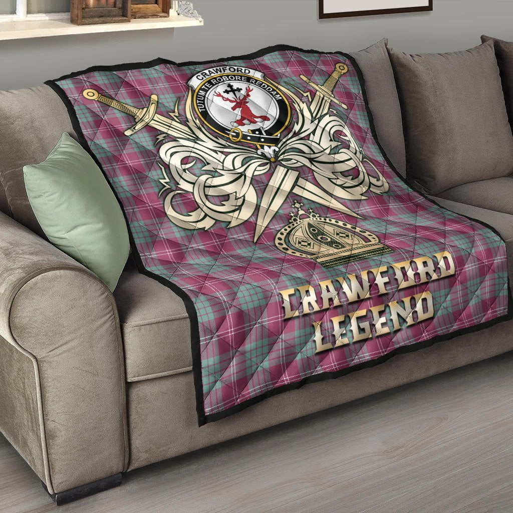 Crawford Ancient Tartan Crest Legend Gold Royal Premium Quilt