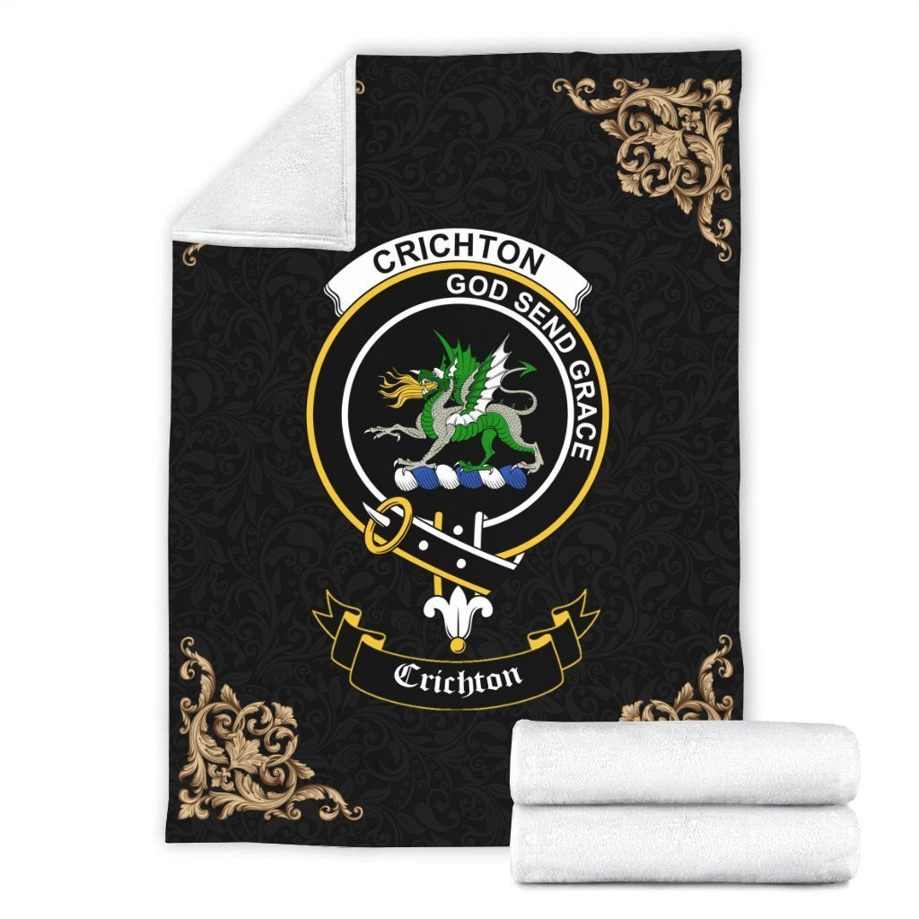 Crichton Crest Tartan Premium Blanket Black