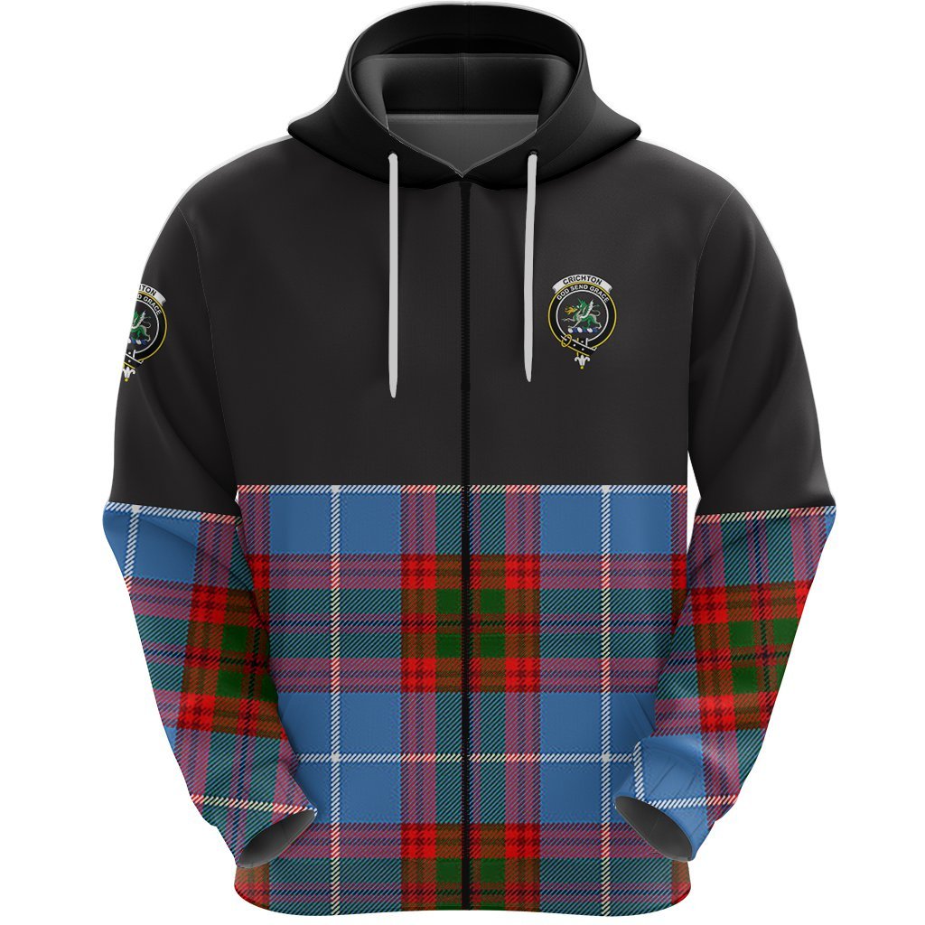 Crichton Clan Half Of Tartan Zipper Hoodie