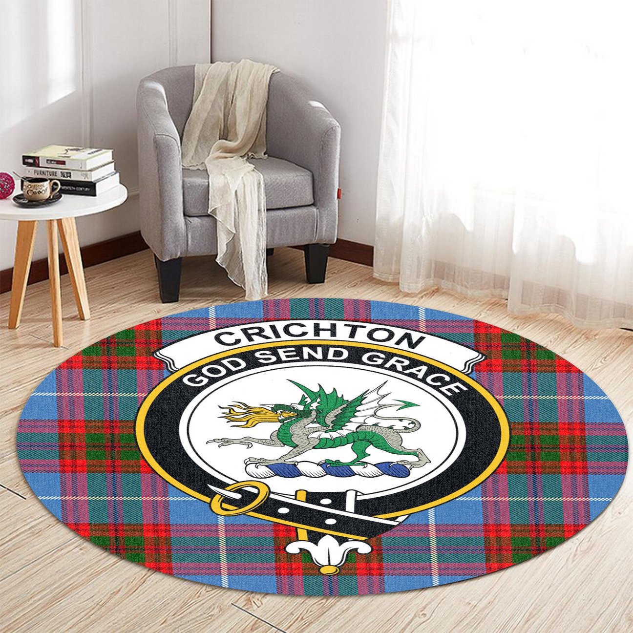 Crichton Tartan Crest Round Rug