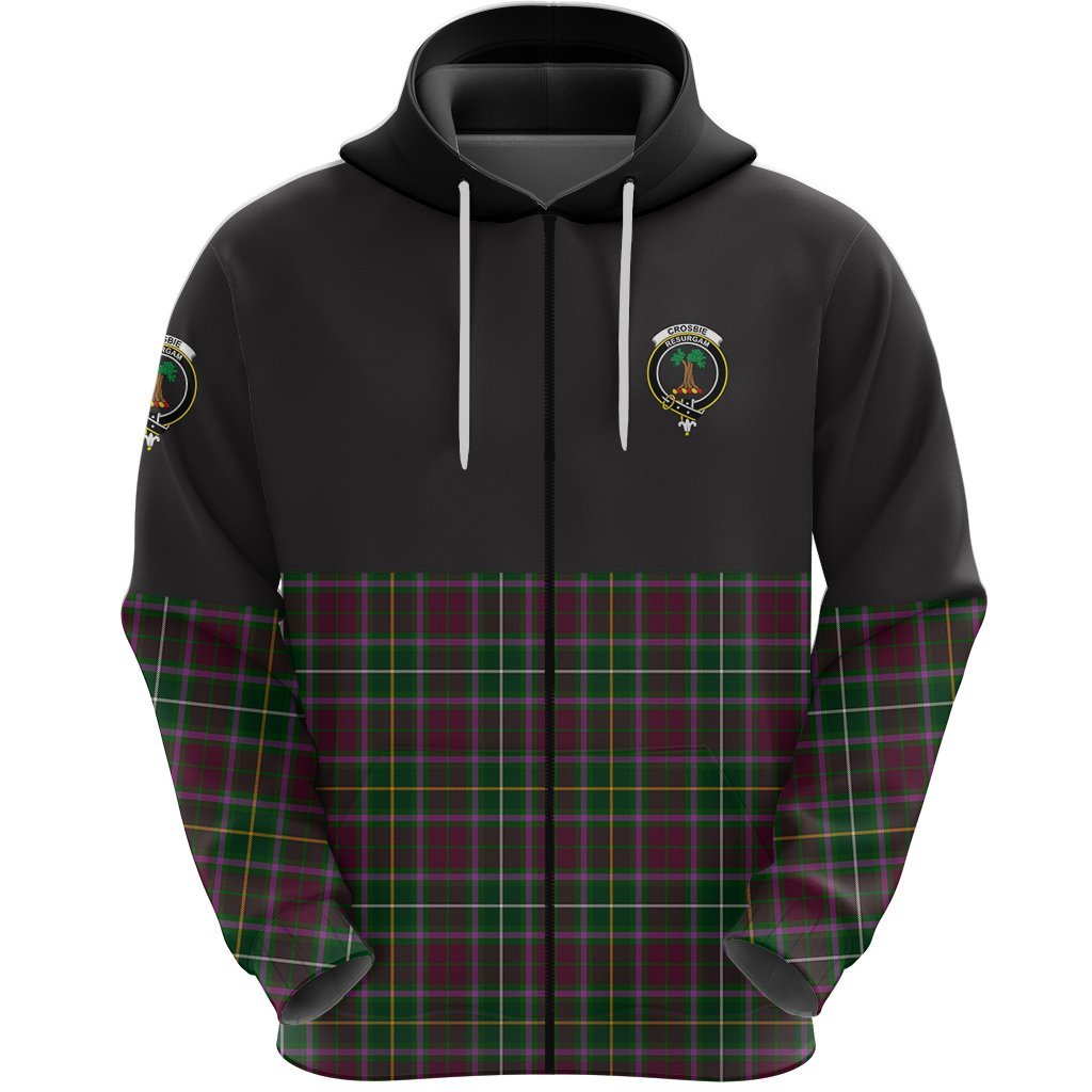 Crosbie Clan Half Of Tartan Zipper Hoodie