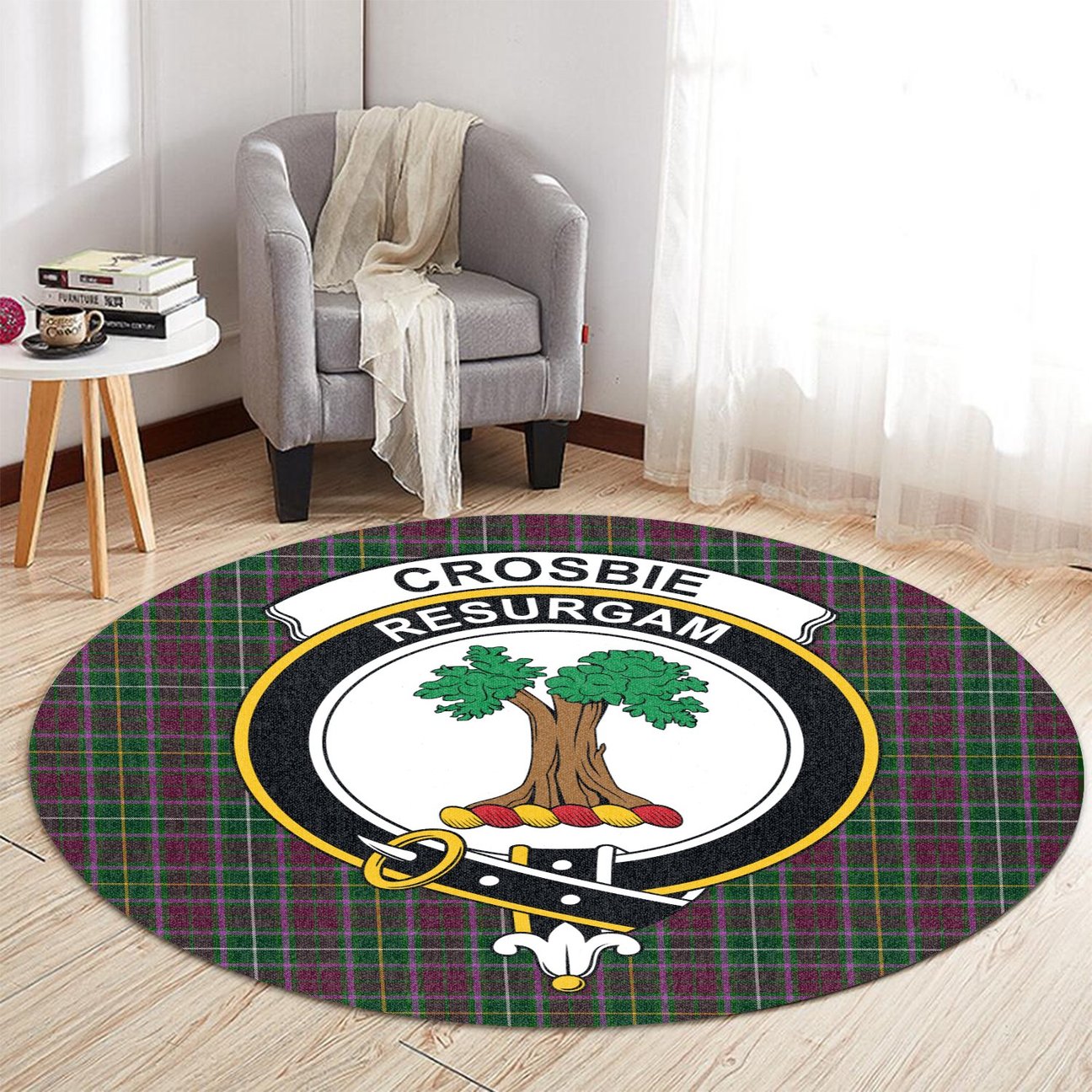 Crosbie Tartan Crest Round Rug