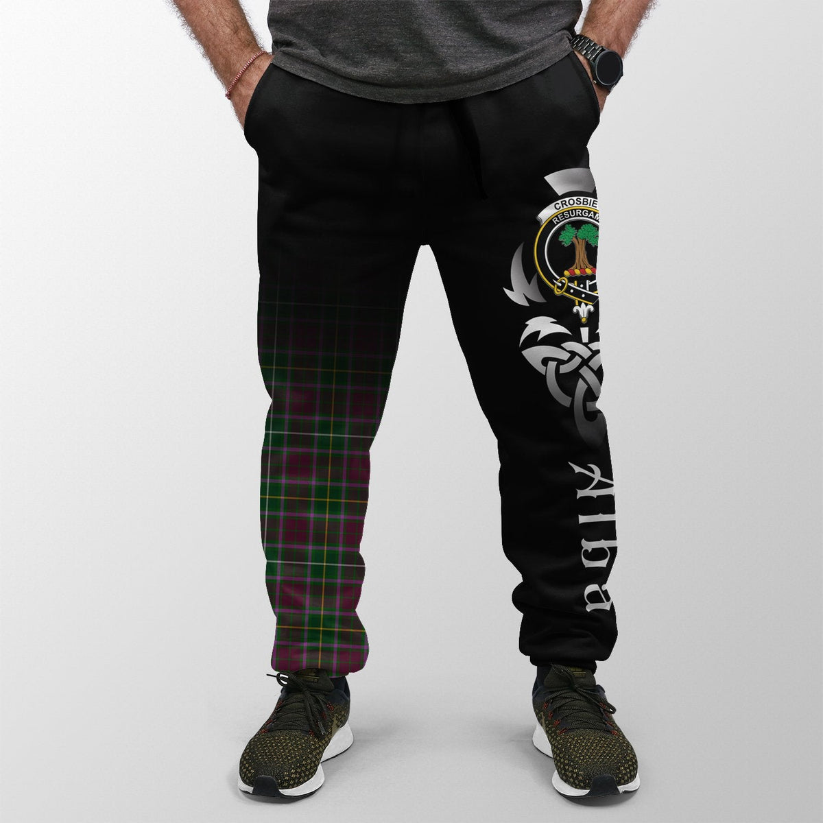 Crosbie Tartan Crest Jogger Sweatpants - Alba Celtic Style