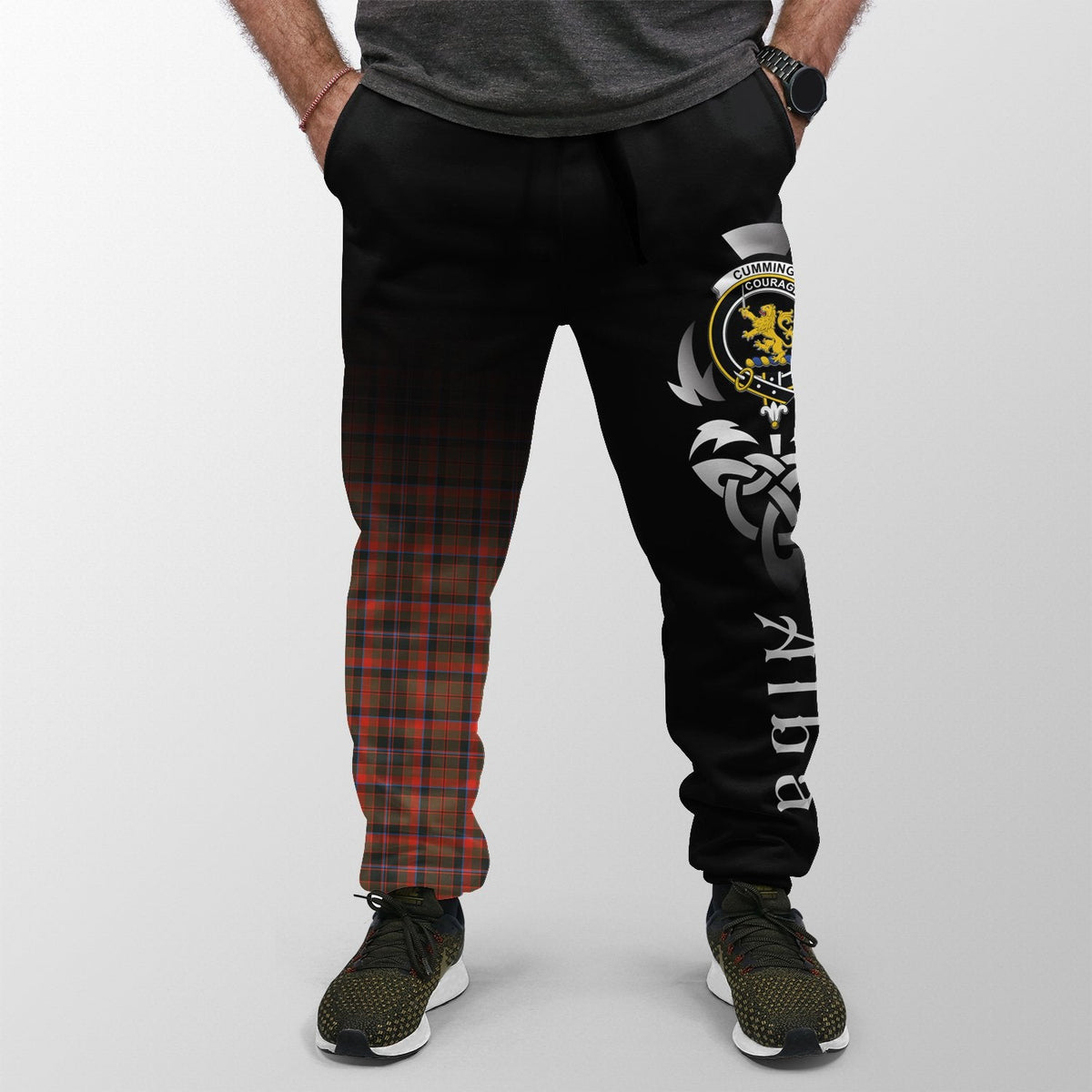 Cumming Hunting Weathered Tartan Crest Jogger Sweatpants - Alba Celtic Style