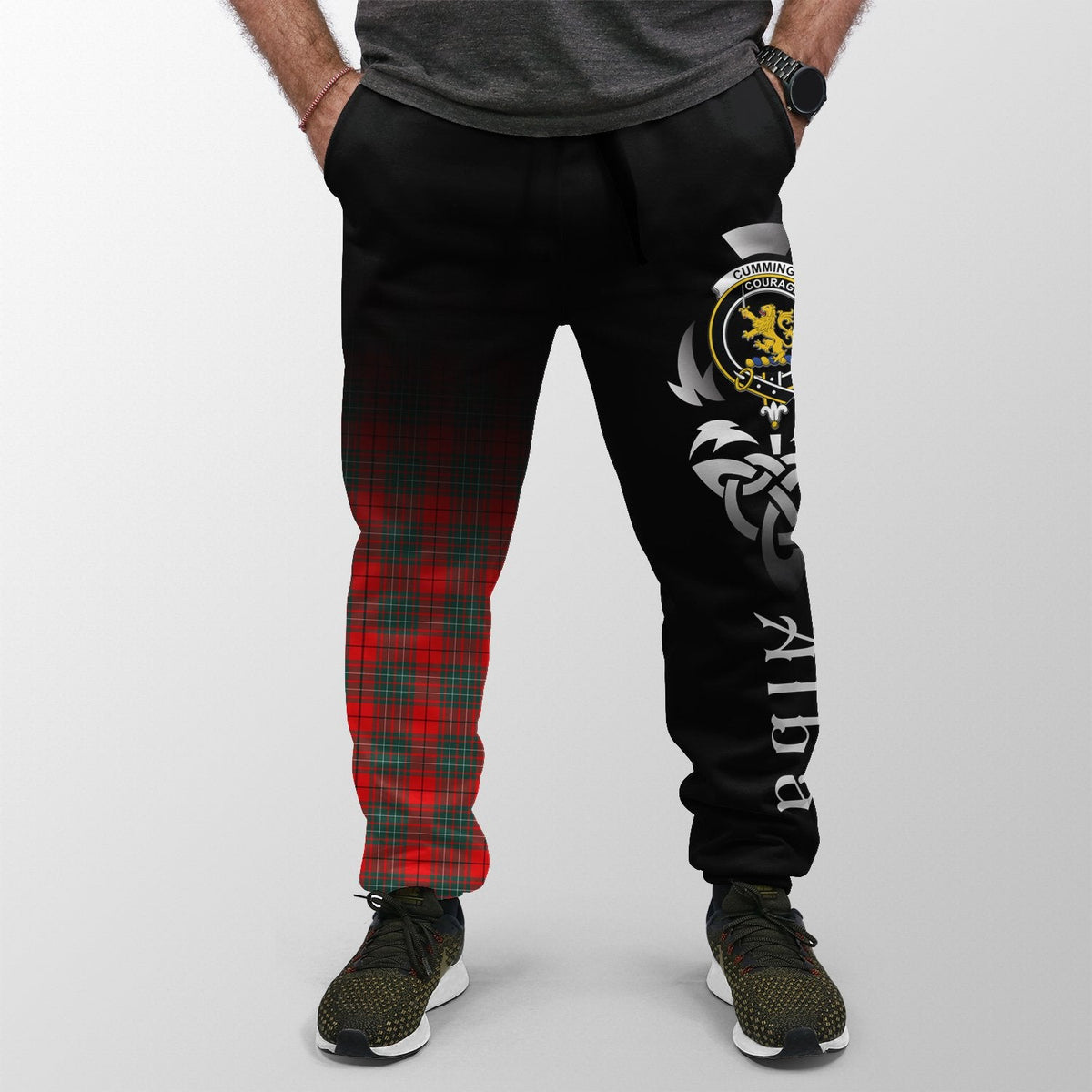 Cumming Modern Tartan Crest Jogger Sweatpants - Alba Celtic Style