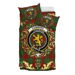 Cumming 01 Tartan Crest Bedding Set - Golden Thistle Style
