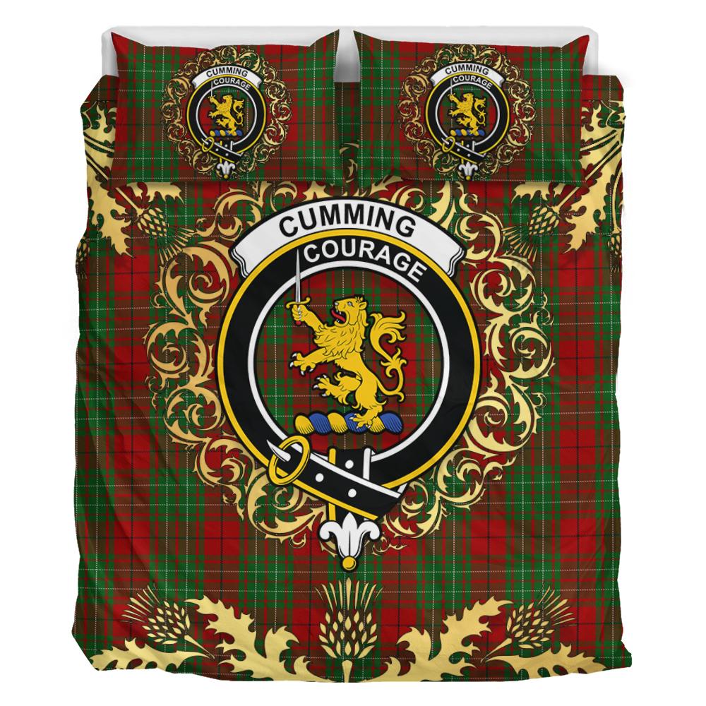 Cumming 01 Tartan Crest Bedding Set - Golden Thistle Style
