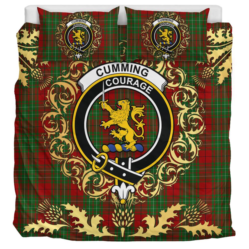 Cumming 01 Tartan Crest Bedding Set - Golden Thistle Style