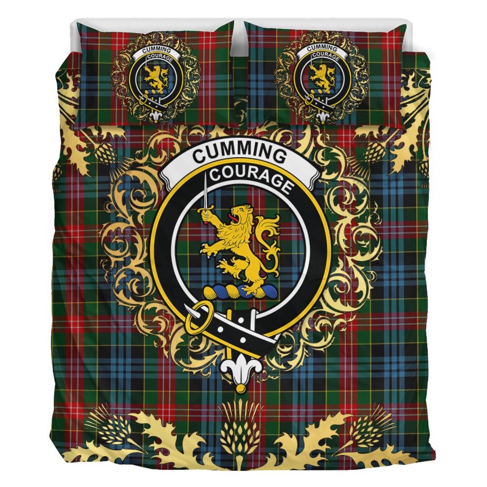 Cumming 02 Tartan Crest Bedding Set - Golden Thistle Style