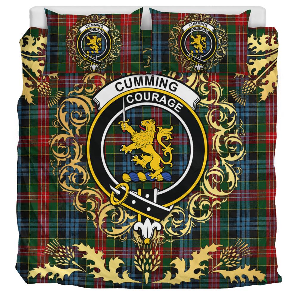 Cumming 02 Tartan Crest Bedding Set - Golden Thistle Style