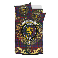 Cumming Tartan Crest Bedding Set - Golden Thistle Style