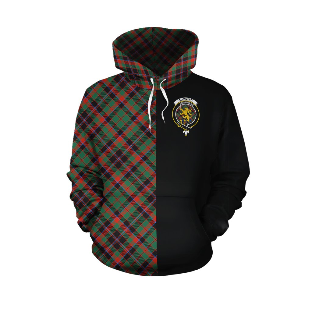 Cumming Hunting Ancient Tartan Hoodie Half of Me - Cross Style
