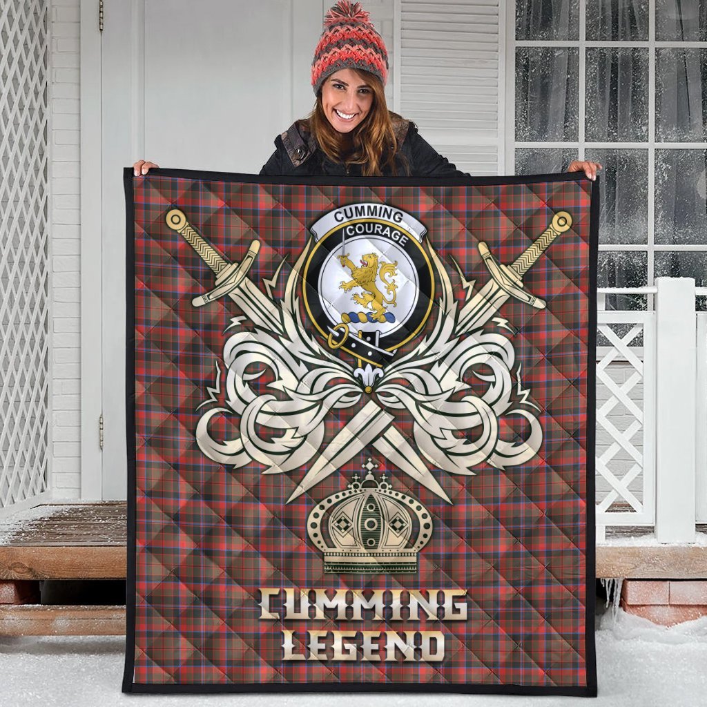 Cumming Hunting Weathered Tartan Crest Legend Gold Royal Premium Quilt