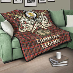 Cumming Hunting Weathered Tartan Crest Legend Gold Royal Premium Quilt