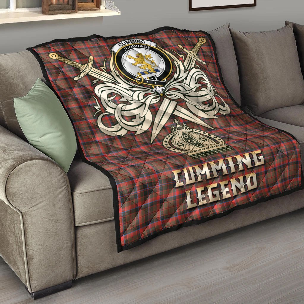 Cumming Hunting Weathered Tartan Crest Legend Gold Royal Premium Quilt