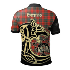 Cumming Modern Tartan Polo Shirt Viking Wolf
