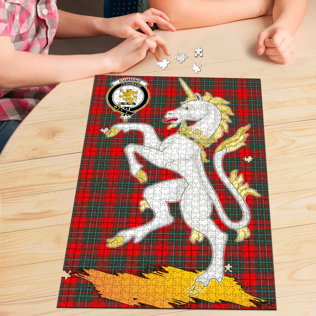 Cumming Modern Tartan Crest Unicorn Scotland Jigsaw Puzzles