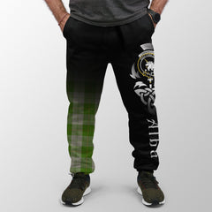 Cunningham Dress Green Dancers Tartan Crest Jogger Sweatpants - Alba Celtic Style