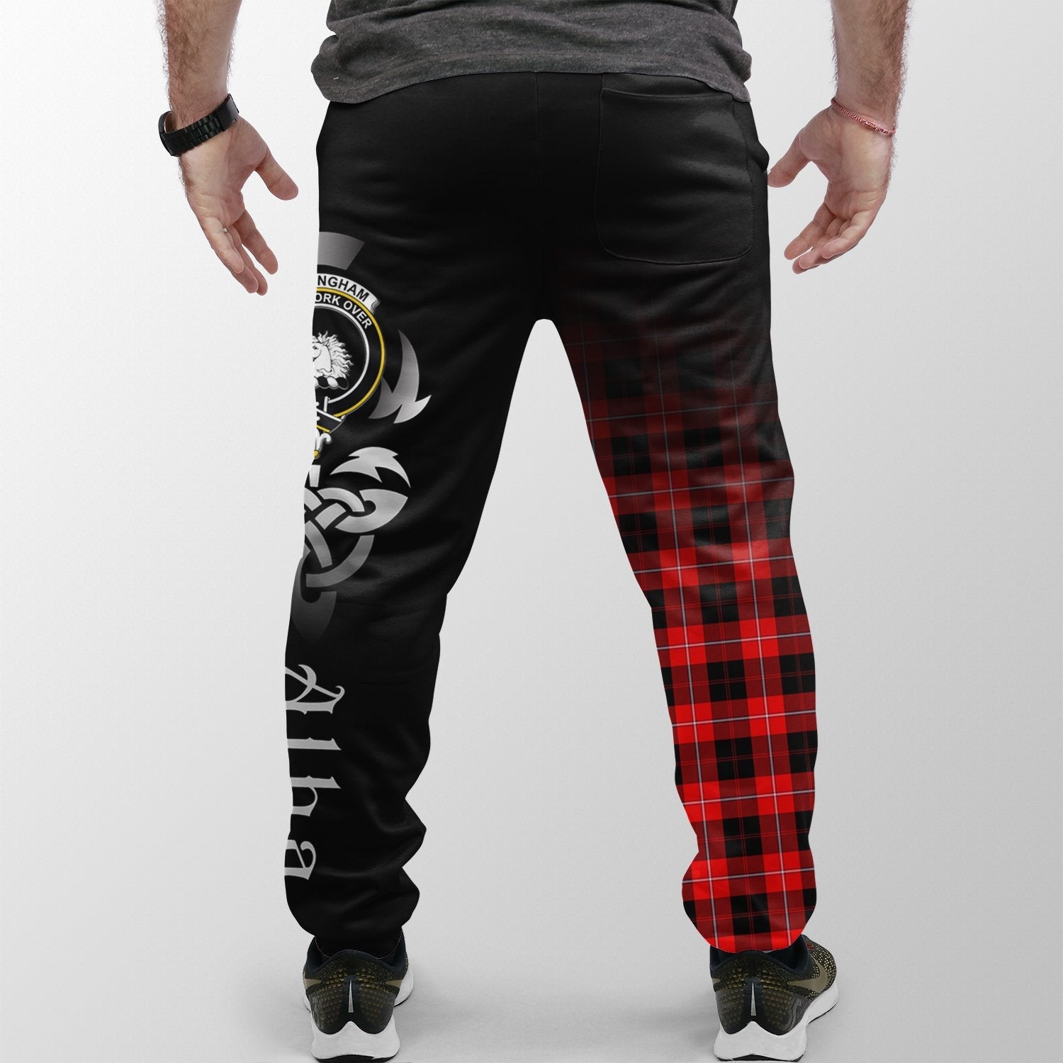 Cunningham Modern Tartan Crest Jogger Sweatpants - Alba Celtic Style