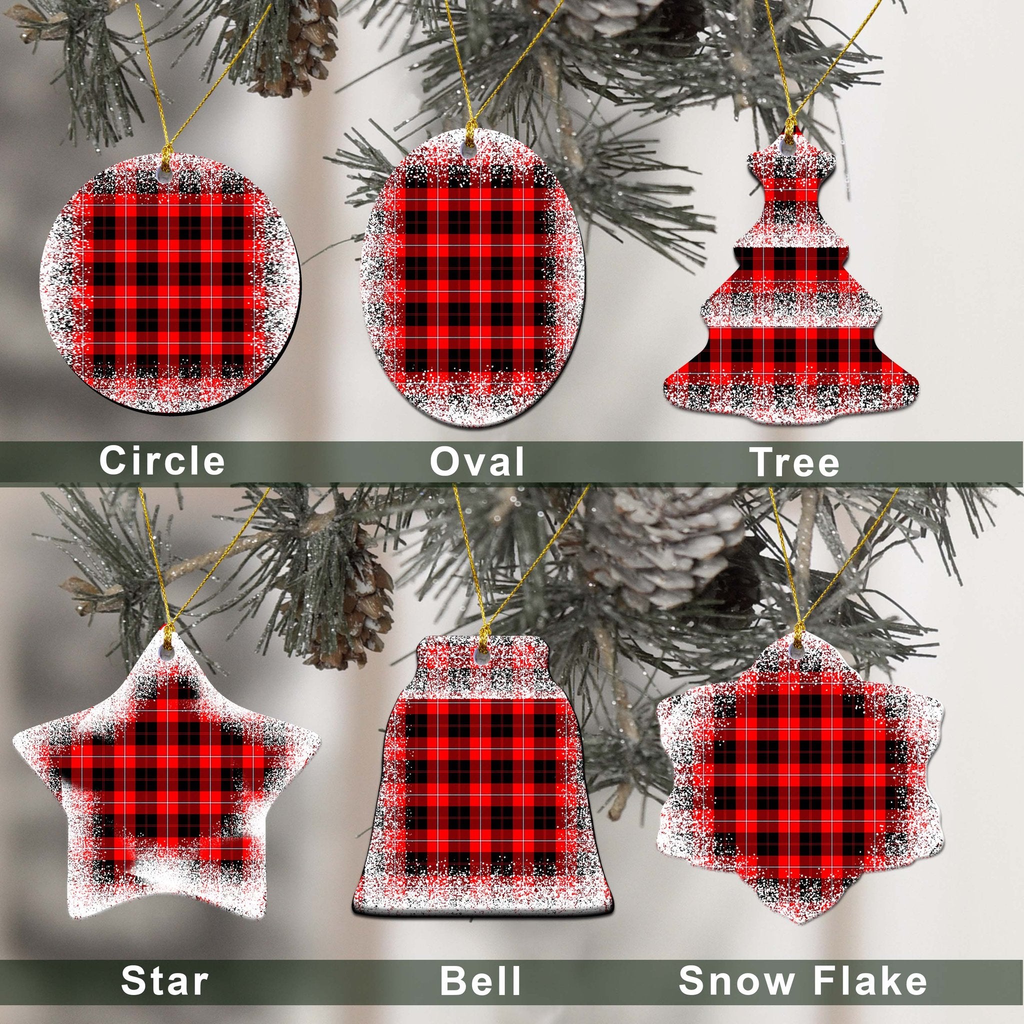 Cunningham Tartan Christmas Ceramic Ornament - Snow Style