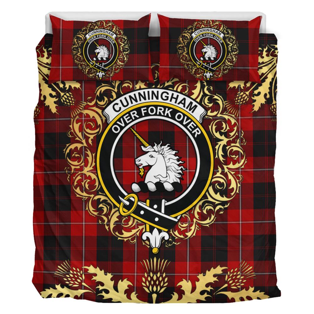 Cunningham 01 Tartan Crest Bedding Set - Golden Thistle Style