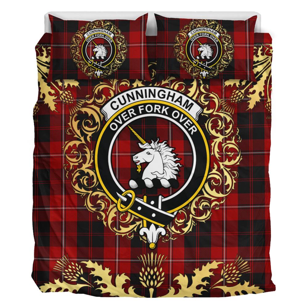 Cunningham 02 Tartan Crest Bedding Set - Golden Thistle Style