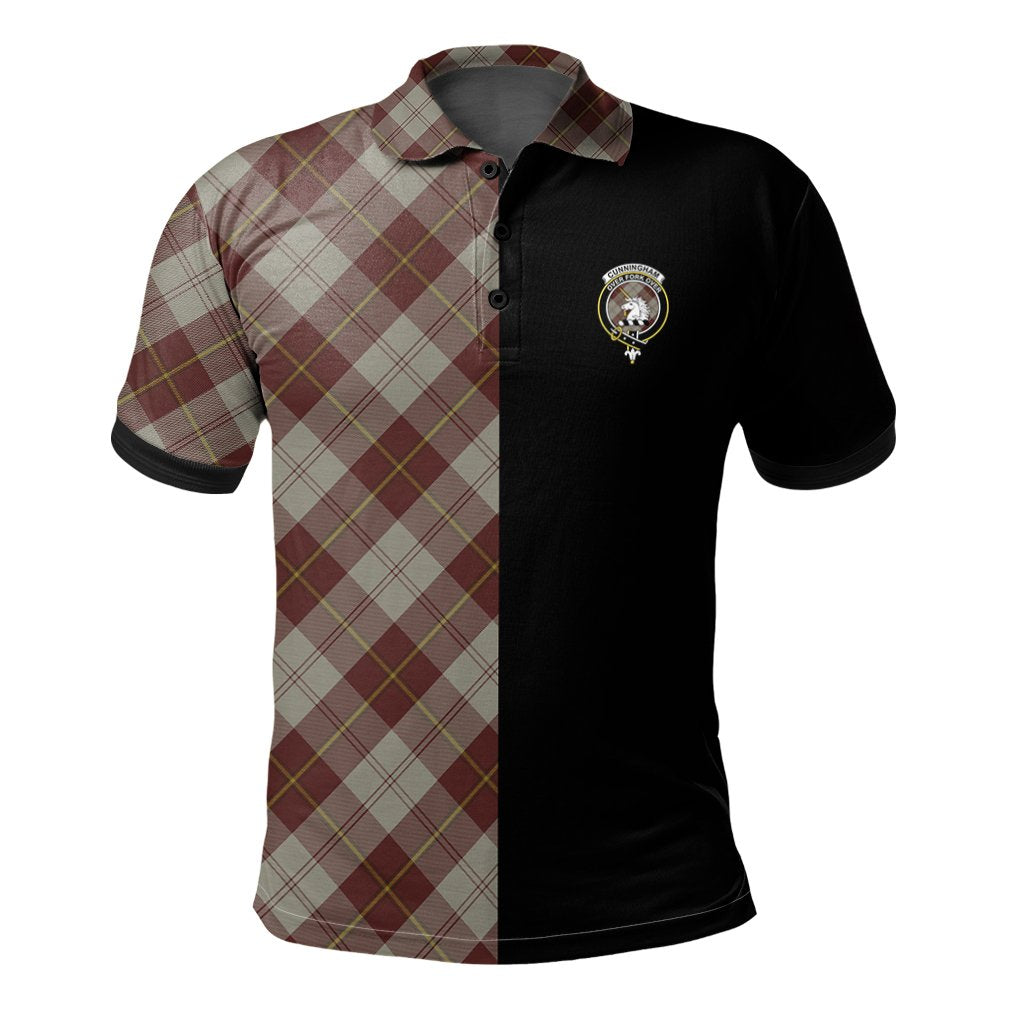 Cunningham Burgundy Dancers Tartan Polo Shirt Half of Me - Cross Style
