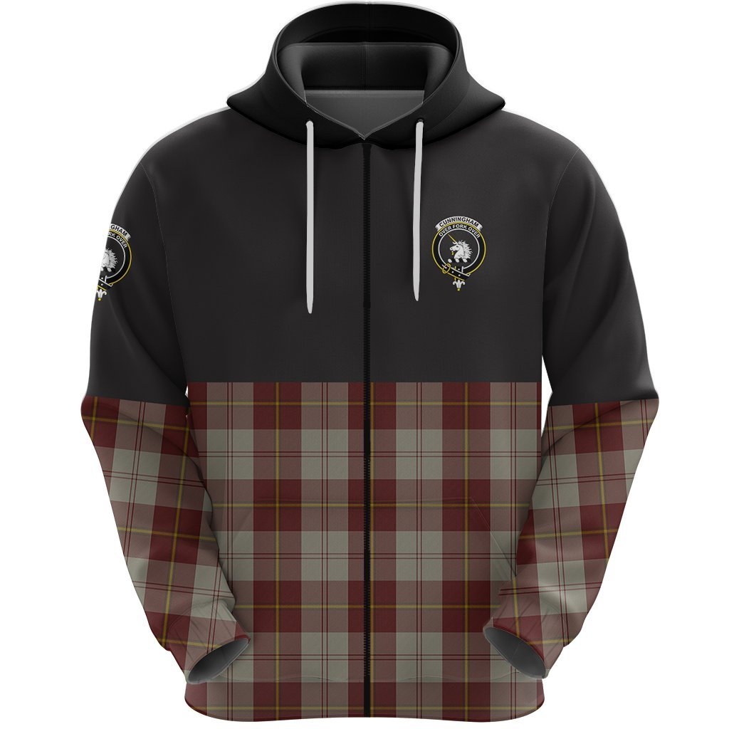 Cunningham Burgundy Dancers Clan Half Of Tartan Zipper Hoodie
