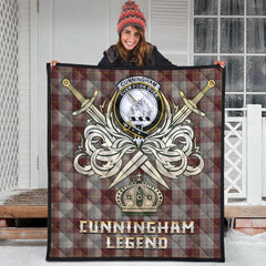 Cunningham Burgundy Dancers Tartan Crest Legend Gold Royal Premium Quilt